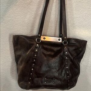 Patricia Nash Dark Brown Leather Hobo Bag